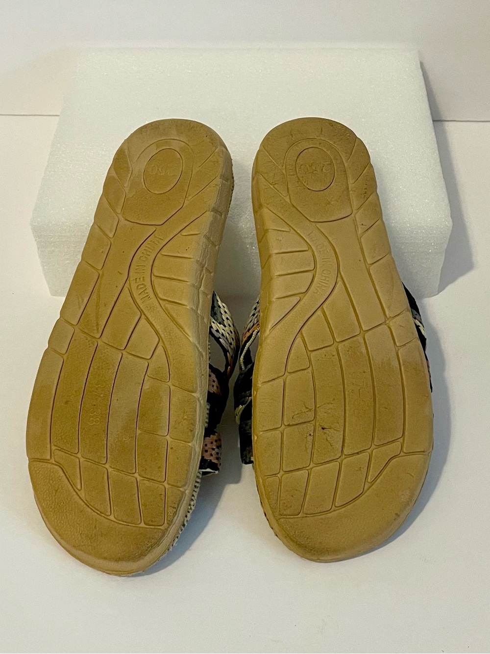 Multicolor Slide Sandals - Neutral Linen Footbed - Picture 5 of 5